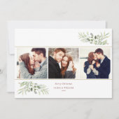 メリークリスマスグリーンリー3フォトコラージュ シーズンカード (正面)