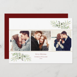 メリークリスマスグリーンリー3フォトコラージュ シーズンカード