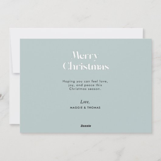 メリークリスマスグリーンレタリングフォトホリデーc シーズンカード (裏面)