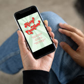 メリークリスマスグリーンレッドおもしろいレトロタイポグラフィ 招待状