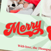 メリークリスマスグリーンレトロタイポグラフィ数々の写真 シーズンカード