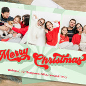 メリークリスマスグリーンレトロタイポグラフィ数々の写真 シーズンカード