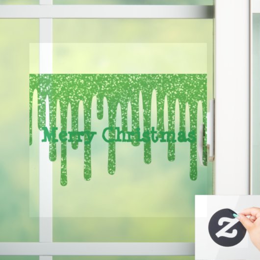 メリークリスマスグリーンワックスが窓にしがみつく ウィンドウサイン (ホーム)