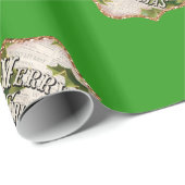 メリークリスマスグリーンヴィンテージギフトラッピング紙 ラッピングペーパー (ロールコーナー)