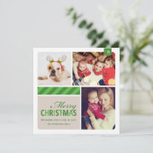メリークリスマスグリーンヴィンテージフォトコラージュ シーズンカード (スタンド正面)