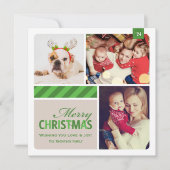 メリークリスマスグリーンヴィンテージフォトコラージュ シーズンカード (正面)