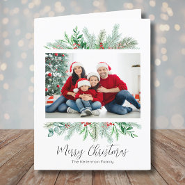 メリークリスマスグリーン伝統的リー写真 シーズンカード