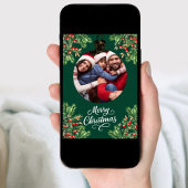 メリークリスマスグリーン写真年のレビュー シーズンカード