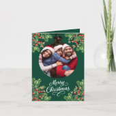 メリークリスマスグリーン写真年のレビュー シーズンカード (正面)