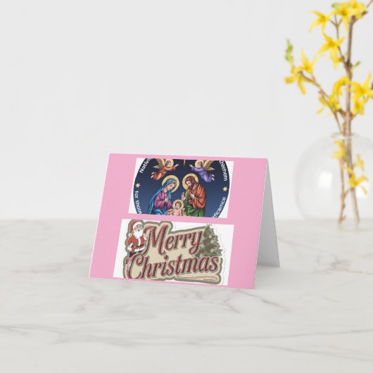 メリークリスマスグリーン家族の写真ホリデーカード カード (黄色い花)