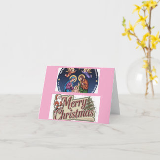 メリークリスマスグリーン家族の写真ホリデーカード カード