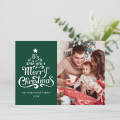 メリークリスマスグリーン家族の写真ホリデーカード シーズンカード (スタンド正面)