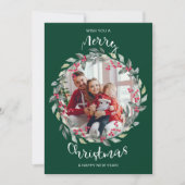 メリークリスマスグリーン家族の写真ホリデーカード シーズンカード (正面)