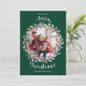 メリークリスマスグリーン家族の写真ホリデーカード シーズンカード (スタンド正面)