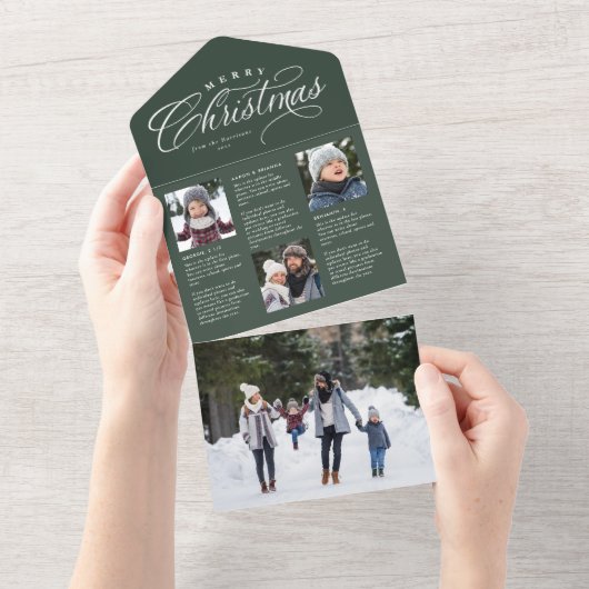 メリークリスマスグリーン年レビュー休暇 オールインワン招待状 (貼ってはがせる)