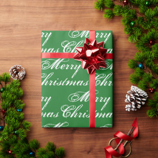 メリークリスマスグリーン文字書道パターン ラッピングペーパー