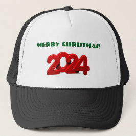 メリークリスマスグリーン文字2024赤文字 スタイリッシュ キャップ