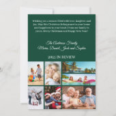 メリークリスマスグリーン松の写真年レビュー シーズンカード (裏面)