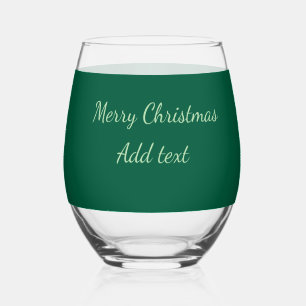メリークリスマスグリーン無地のソロの背景ホリダ ステムなしワイングラス