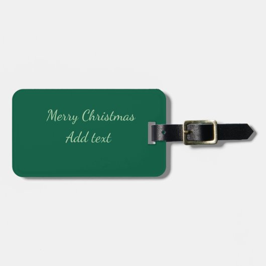 メリークリスマスグリーン無地のソロの背景ホリダ ラゲッジタグ (正面横)