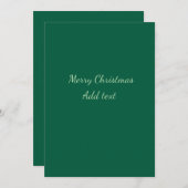 メリークリスマスグリーン無地のソロの背景ホリダ 招待状 (正面/裏面)