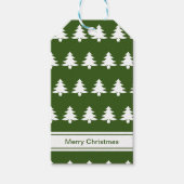 メリークリスマスグリーン白いクリスマスツリー&名前 ギフトタグ (正面)
