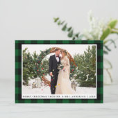 メリークリスマスグリーン結婚プレイドの写真カード シーズンカード (スタンド正面)