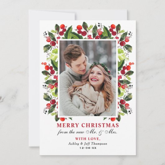 メリークリスマスグリーン結婚リーの果実の写真 シーズンカード (正面)