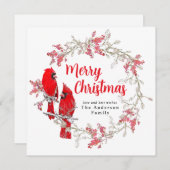 メリークリスマスグリーン赤い冬の緑 シーズンカード (正面/裏面)