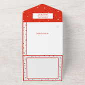 メリークリスマスグリーン赤ストライプの星カード オールインワン招待状 (外側)