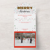 メリークリスマスグリーン赤ストライプの星カード オールインワン招待状 (内側)