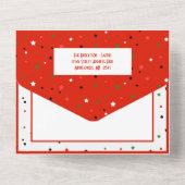 メリークリスマスグリーン赤ストライプの星カード オールインワン招待状 (裏面)