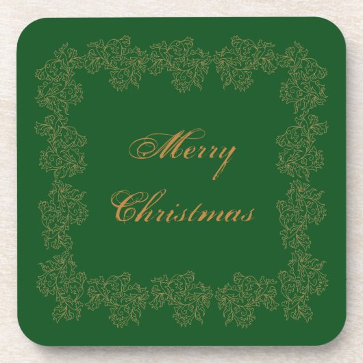 メリークリスマスグリーン金ゴールドコースター コースター (正面)