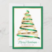 メリークリスマスグリーン金ゴールドツリー写真 シーズンカード (正面)