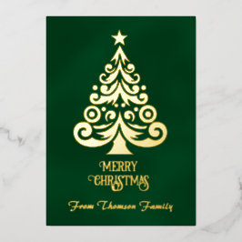 メリークリスマスグリーン金箔クリスマス 箔シーズンカード