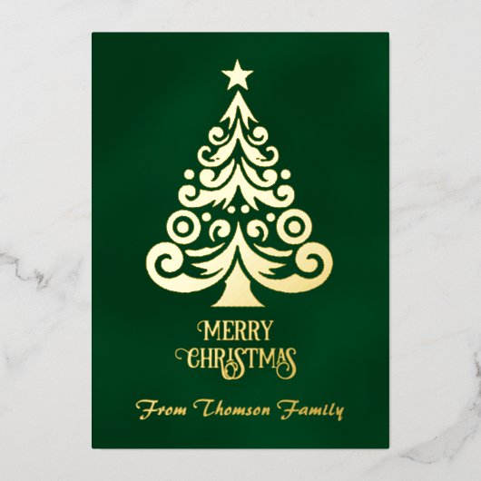 メリークリスマスグリーン金箔クリスマス 箔シーズンカード (正面)