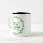 メリークリスマスグリーン ツートーンマグカップ (正面左)