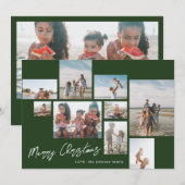 メリークリスマスグリーン |フォトコラージュ |モダン | シーズンカード (正面/裏面)