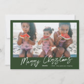メリークリスマスグリーン |フォトコラージュ |モダン | シーズンカード (裏面)