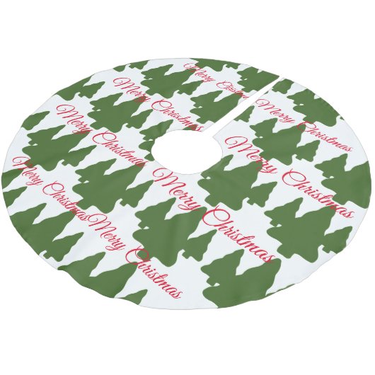 メリークリスマスグリーン ブラッシュドポリエステルツリースカート (アングル)