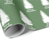 メリークリスマスグリーン&ホワイトクリスマスツリー ラッピングペーパー (ロールコーナー)