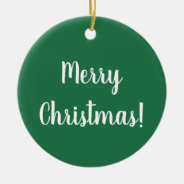 メリークリスマスグリーン&ホワイトタイポグラフィフェスティバル セラミックオーナメント
