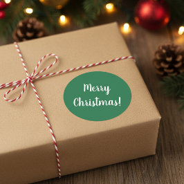 メリークリスマスグリーン&ホワイトタイポグラフィフェスティバル ラウンドシール