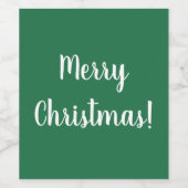 メリークリスマスグリーン&ホワイトタイポグラフィ ワインラベル (シングルラベル)