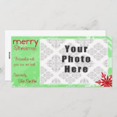 メリークリスマスグリーン/レッドスノーフレークテーマ シーズンカード (正面/裏面)