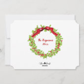 メリークリスマスグリーン&レッドホリーフォトリース シーズンカード (裏面)