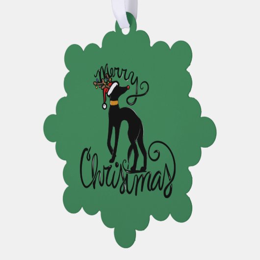 メリークリスマスグレイハウンドトインディア オーナメントカード (左)