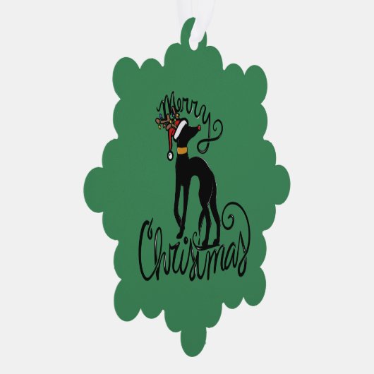 メリークリスマスグレイハウンドトインディア オーナメントカード (右)