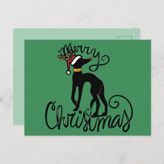 メリークリスマスグレイハウンドトインディア ポストカード (正面/裏面)