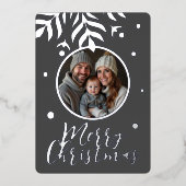 メリークリスマスグレーの写真 箔シーズンカード (正面)